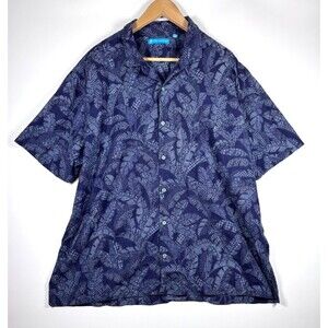 Tori Richard Shirt Mens 2XL Blue Patchwork Print Button Down Short Sleeve Aloha